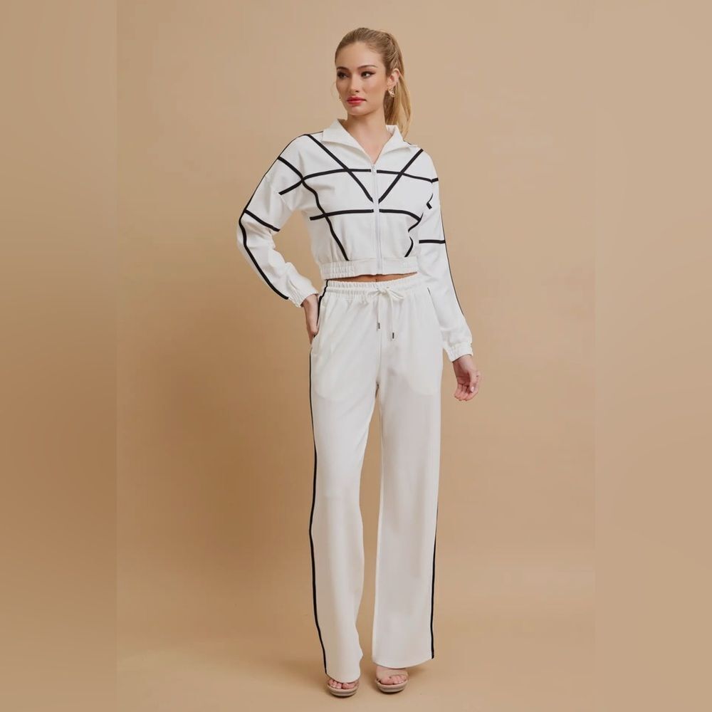Jackie White and Black Striped Jumpsuit - Picture 2 of 4
